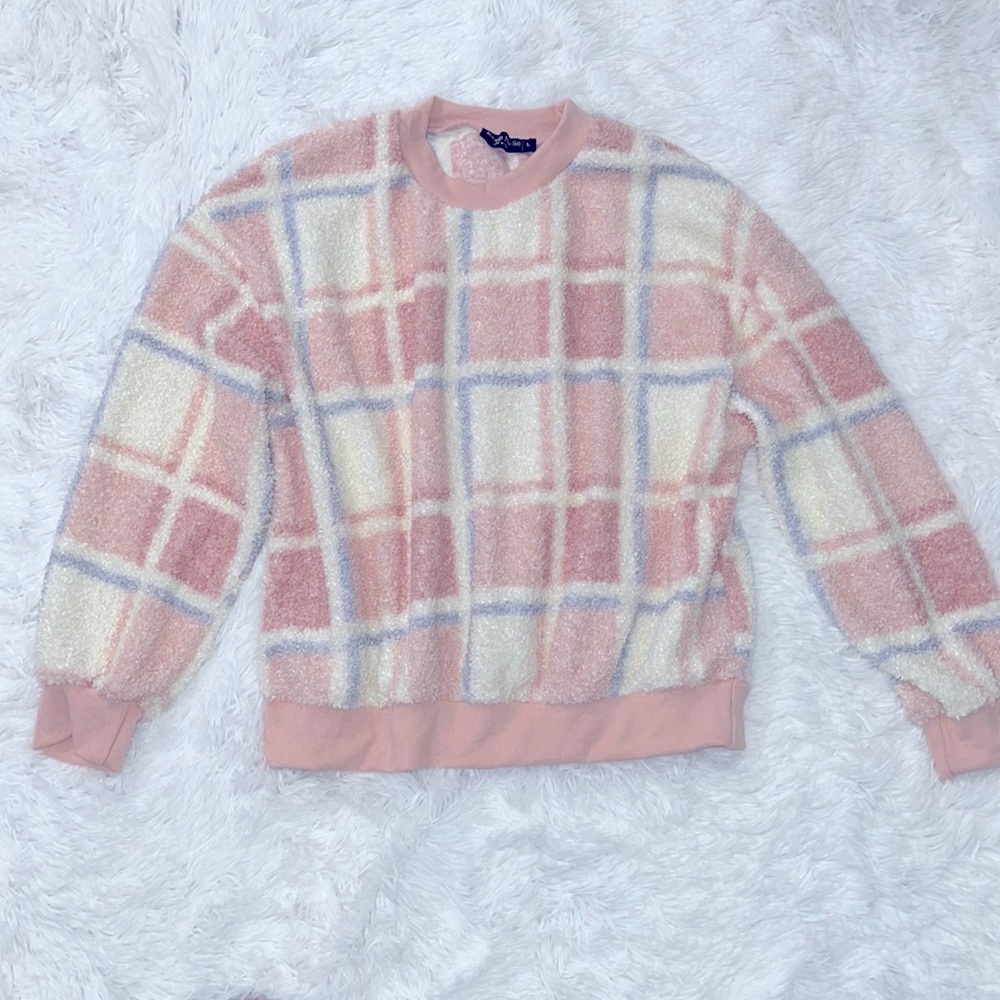 Knapp Studio, Pastel Plaid Sweater, size: L